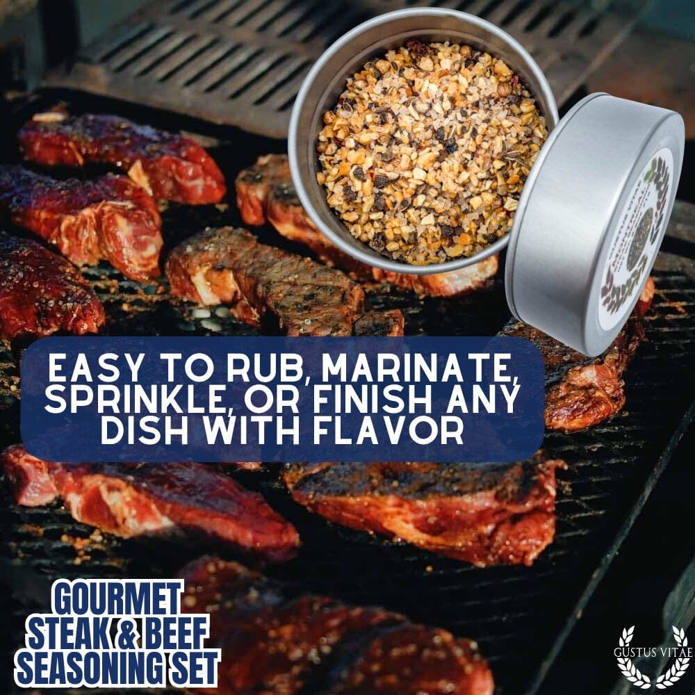 Set de regalo de condimentos gourmet para carne de res y bistec a la barbacoa (paquete de seis)