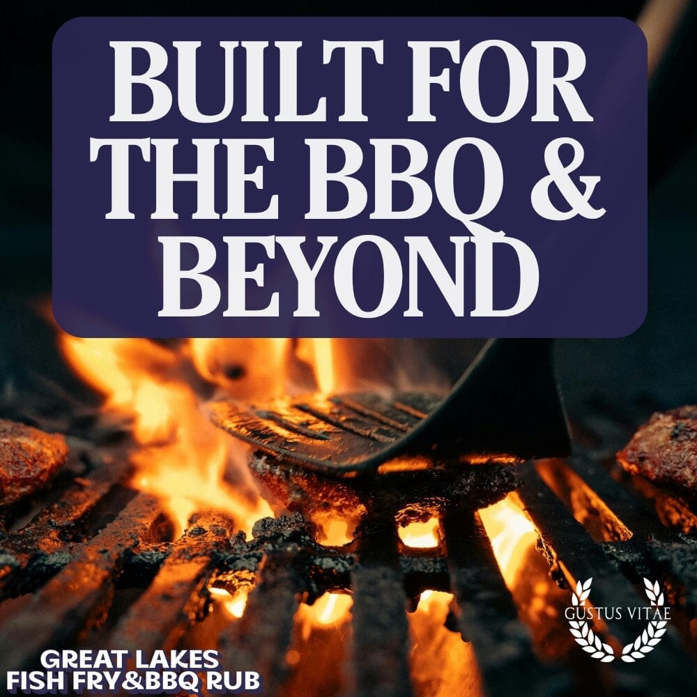 Pescado frito y condimento para barbacoa de los Grandes Lagos