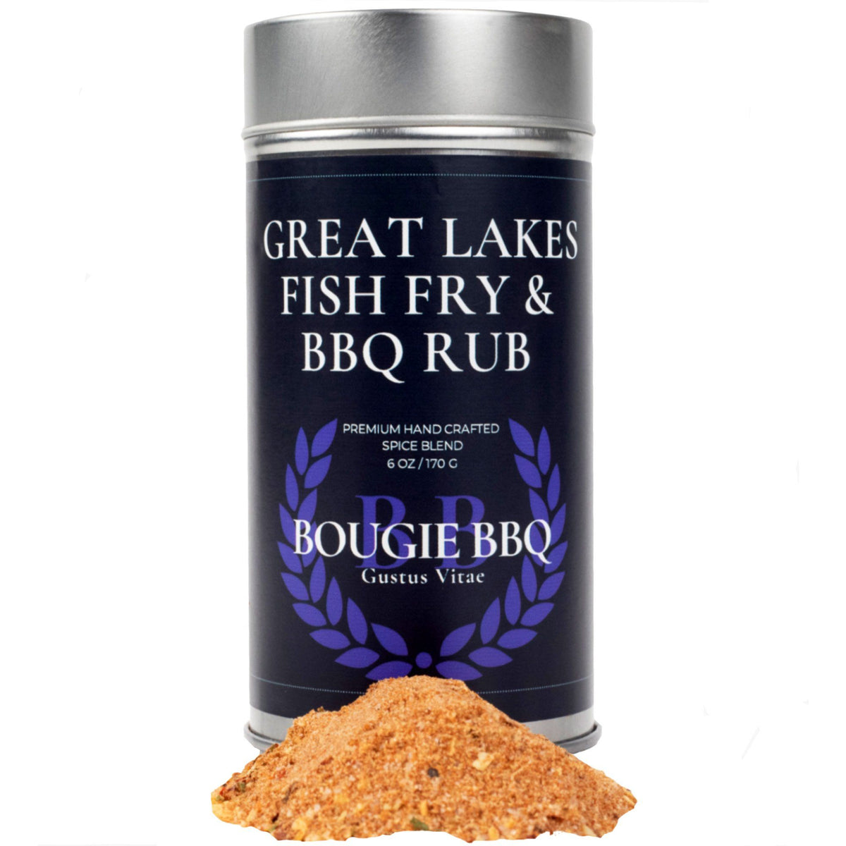 Pescado frito y condimento para barbacoa de los Grandes Lagos