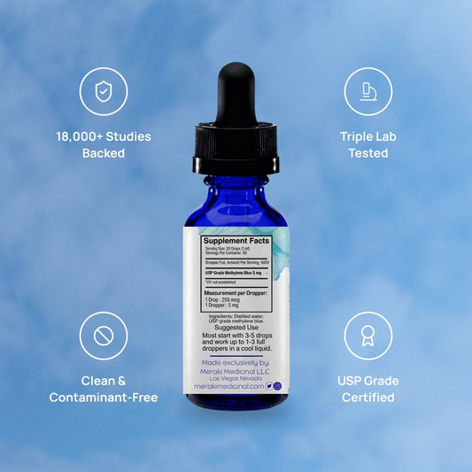 USP Grade Methylene Blue 150mg Liquid Drops – Lab Verified, Heavy Metal Tested