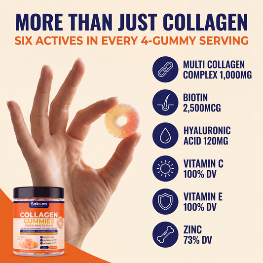Halal Collagen Gummies for Hair, Skin & Nails - Peach, 120 Count