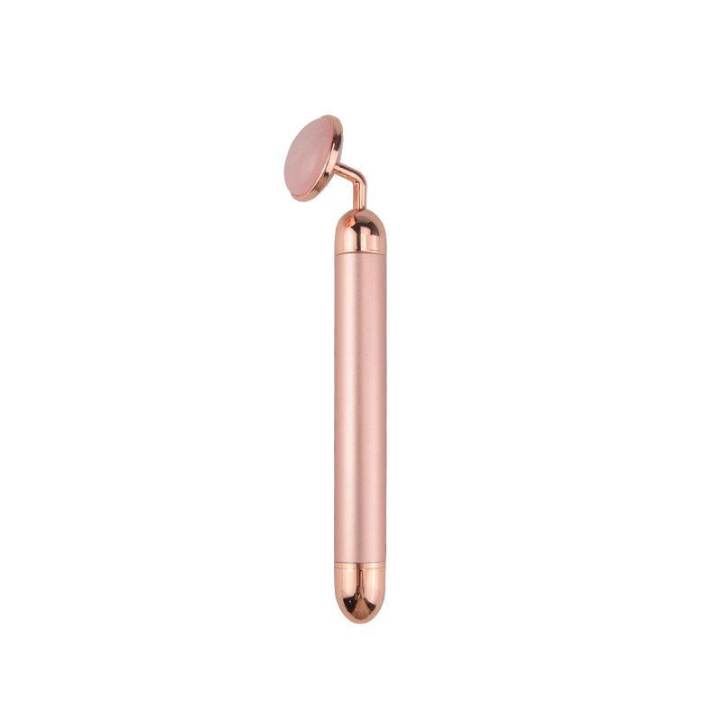 Rodillo facial masajeador vibratorio MOON Roll-On de cuarzo rosa W-Sonic + set Gua Sha