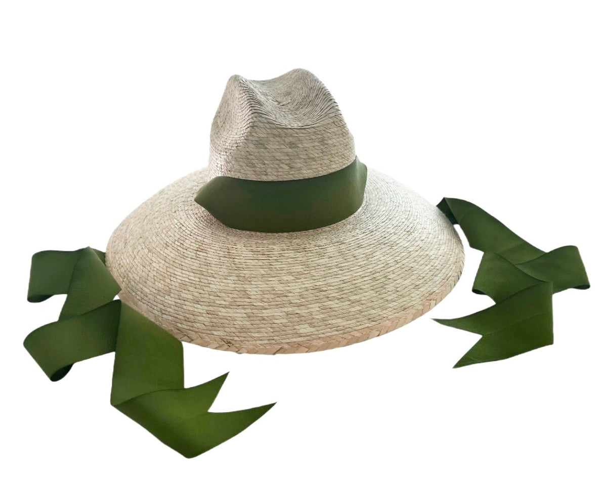 Hollyhock Sun Hat - Long Olive Green Grosgrain Ribbon | Daily Health & Beauty