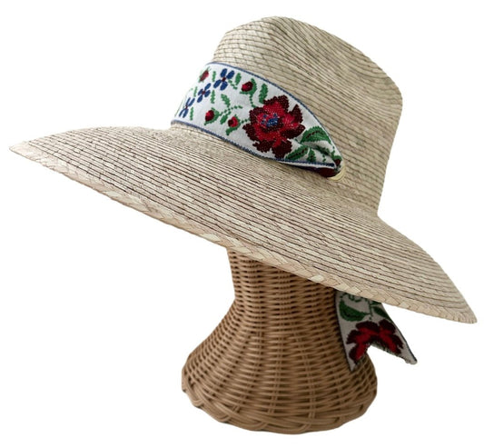 Hollyhock Sun Hat - Vintage Antique Rose Cross - Stitch Short Ribbon | Daily Health & Beauty