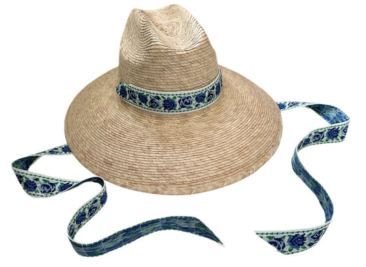 Hollyhock Sun Hat - Vintage Azure Garden Rose Long Ribbon | Daily Health & Beauty