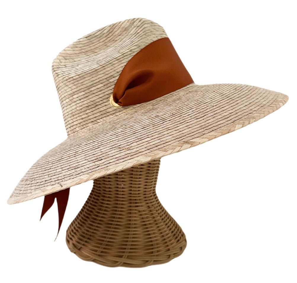 Hollyhock Sun Hat - Wide & Short Rust/Burnt Orange Grosgrain Ribbon | Daily Health & Beauty
