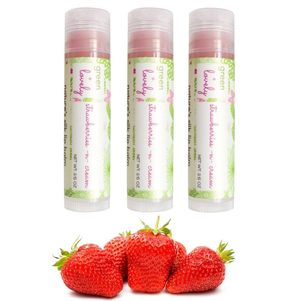 Strawberries n Cream Organic Lip Butter - Lightly Tinted Shea Lip Butter Balm - 0.15 oz