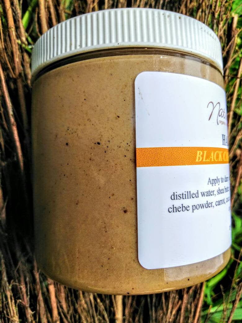 Black Castor Oil & Chebe Hair Cream (chebe powder, molasses, sealant, chocolate, hair cream)