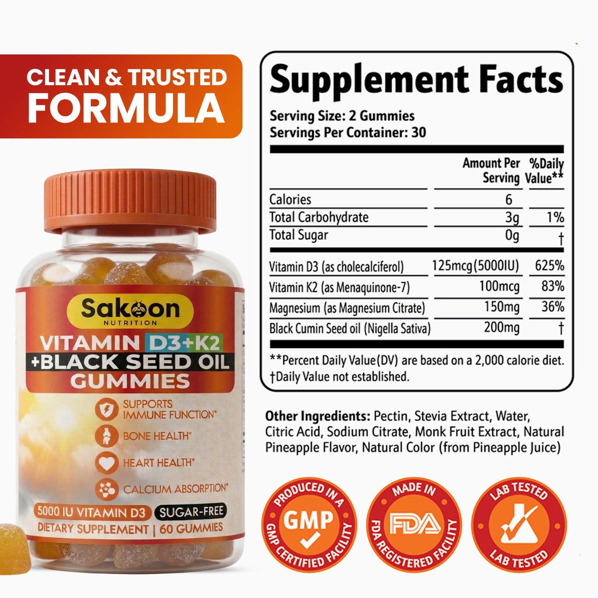 Vitamin D3 + K2 Gummies (5000 IU)