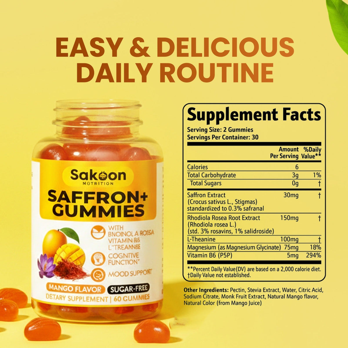 Saffron Mood Gummies (Sugar-Free)
