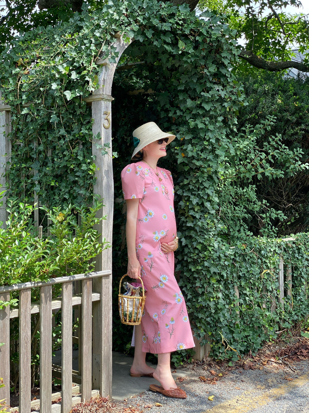 Clematis Bucket Hat - Wide & Short Masters Green Grosgrain Ribbon