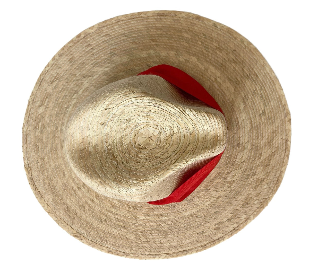 Sombrero para el sol Zinnia - Ancho y corto con cinta de grogrén roja