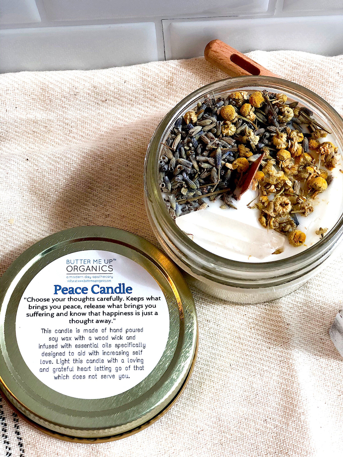 Vela de la Paz / Vela de la Serenidad / Vela de la Intención / Vela Ritual / Vela de Cristal / Vela Bonita / Vela de Cera de Soja Orgánica / Botanicals