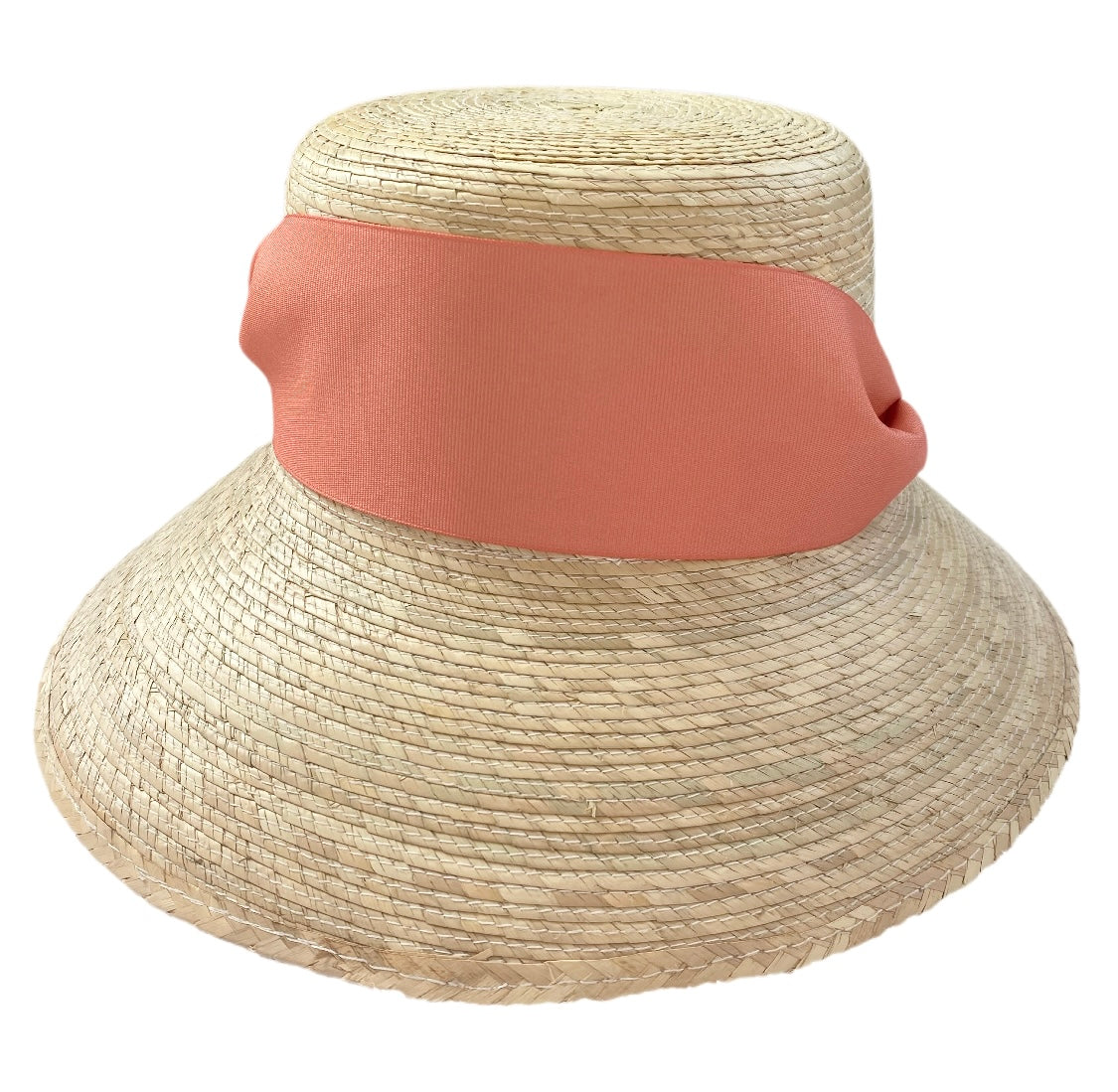 Sombrero de pescador Clematis - Cinta de grogrén ancha y corta color coral