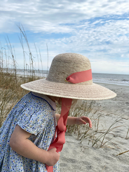 Buttercup Little Girl’s Hat - Peachy Pink Grosgrain