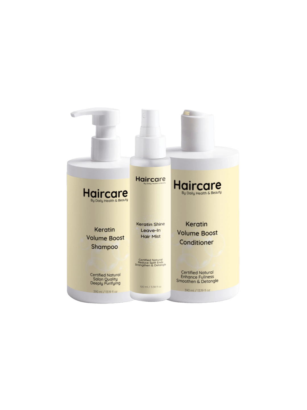 Keratin Volume Boost Complete Hair Care System - Shampoo, Conditioner & Leave - In Mist | Daily Health & Beauty