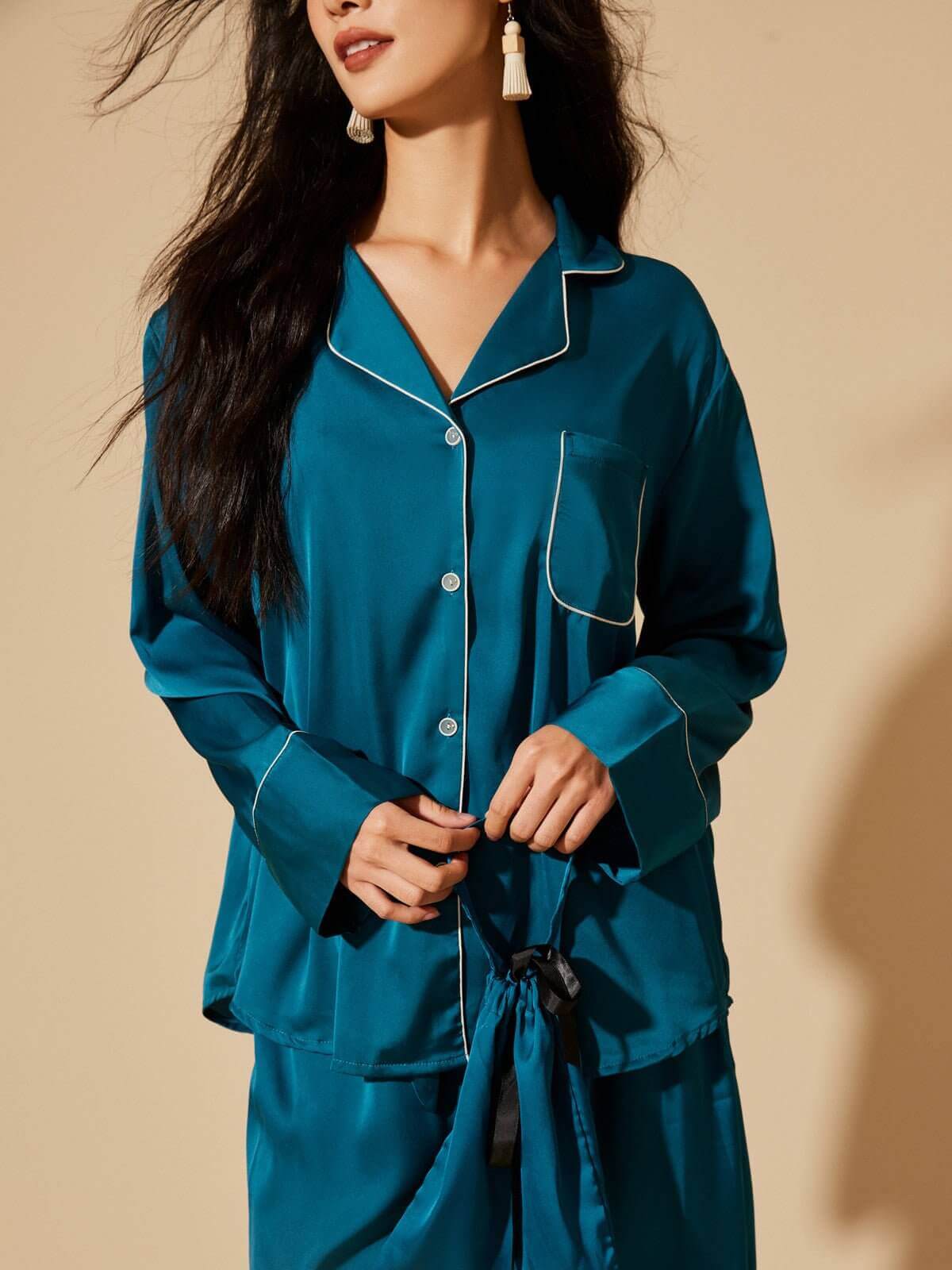 Conjunto de pijama con solapa de 3 piezas