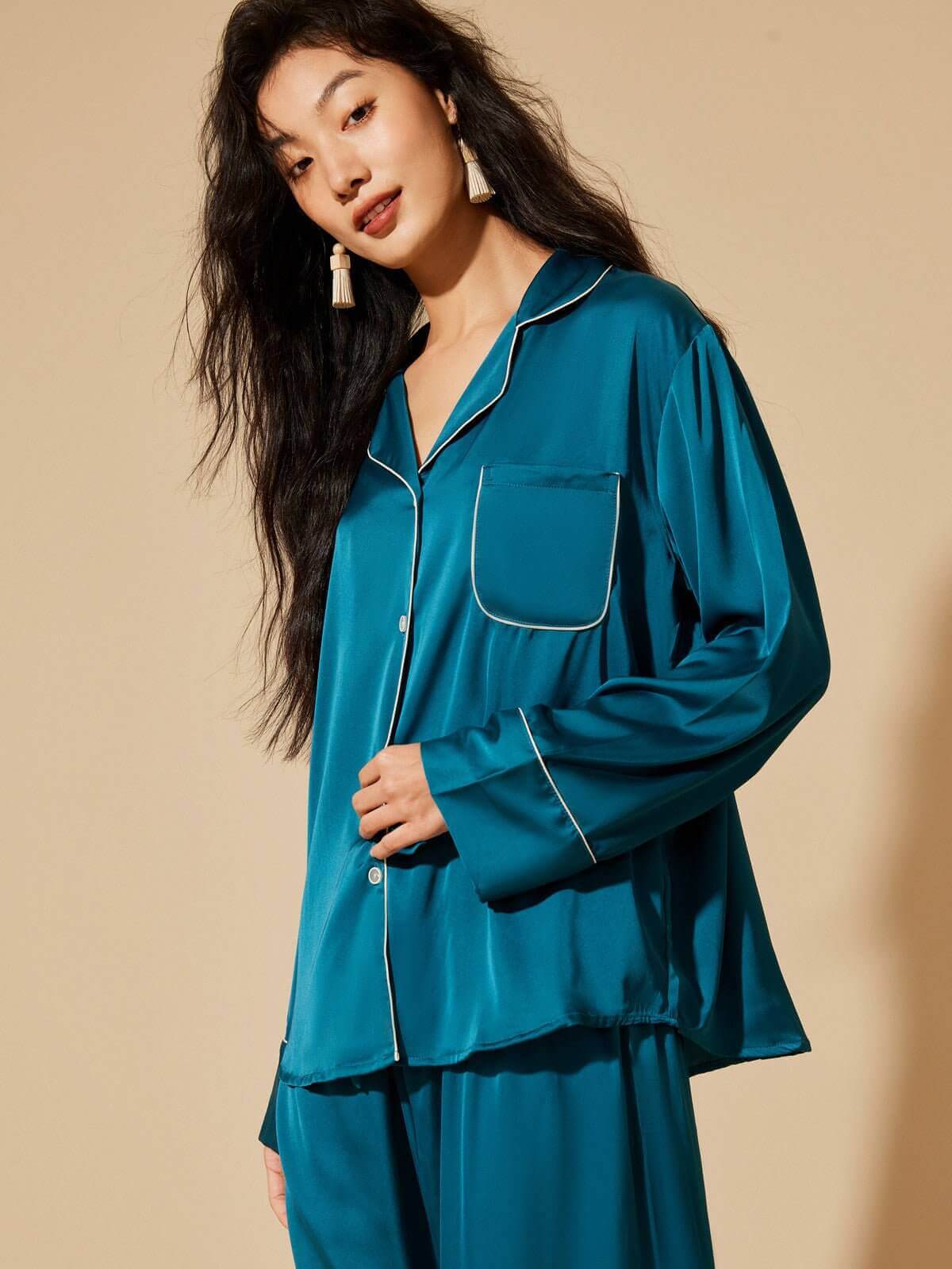 Conjunto de pijama con solapa de 3 piezas