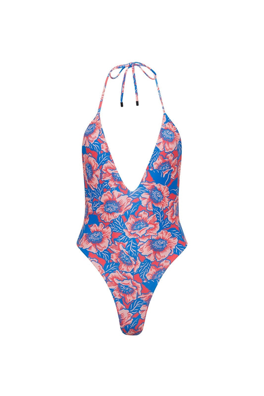 Los Cabos Deep V One Piece Pink Floral