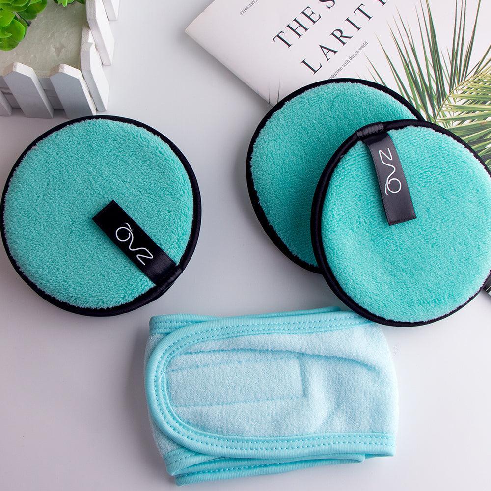 ZAQ Reusable Makeup Remover Pads 4pack with Spa facial Headband