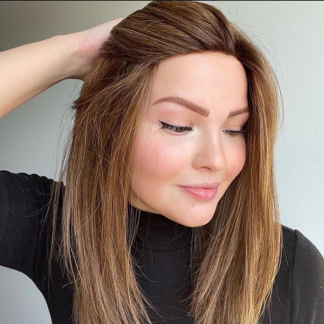 Peluca Hera de 15" de cabello humano Remy con encaje frontal (anudada a mano)