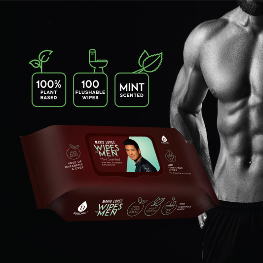 Mario Lopez 100% Plant Based Man Wipes, Mint Scented, Flushable wipes, 100 Count
