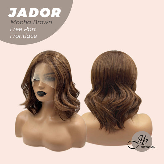 JBEXTENSION 10 Inches Mocha Brown Curly Lace Front Wig.Pre Plucked 13*3 HD Transparent Lace Frontal Handmade Futura Fiber Swiss Lace Synthetic Fiber Glueless Wig JADOR MOCHA BROWN