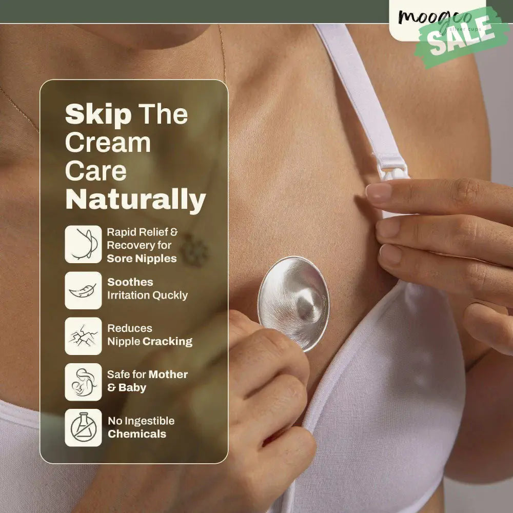 MOOGCO Silver Nursing Cups 925k Silver - Protect Against Sore Breasts And Nipple Irritation