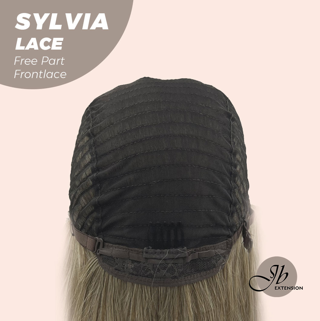 JBEXTENSION 20 Inches Dirty Blonde Curly Free Part Pre-Cut Frontlace Glueless Wig SYLVIA LACE