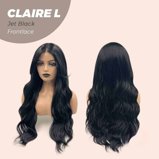 JBEXTENSION 26 Inches Body Wave Jet Black Pre-Cut Frontlace Glueless Wig CLAIRE L BLACK