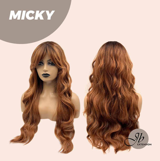 JBEXTENSION 26 Inches Copper Body Wave With Dark Root Wig With Bangs MICKY