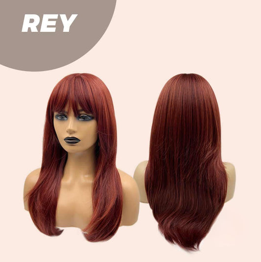 JBEXTENSION 22 Inches Wolf Cut Red Wig With Bangs REY