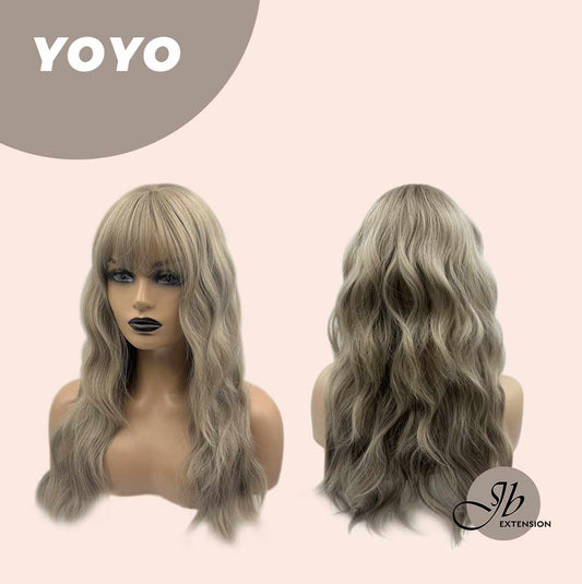 JBEXTENSION 22 Inches Grey Body Wave Wig With Full Bangs YOYO