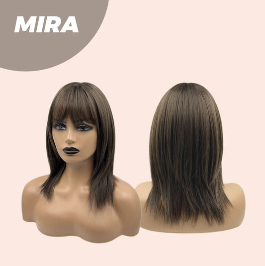 JBEXTENSION 15 Inches Cold Brown Wig With Bangs MIRA