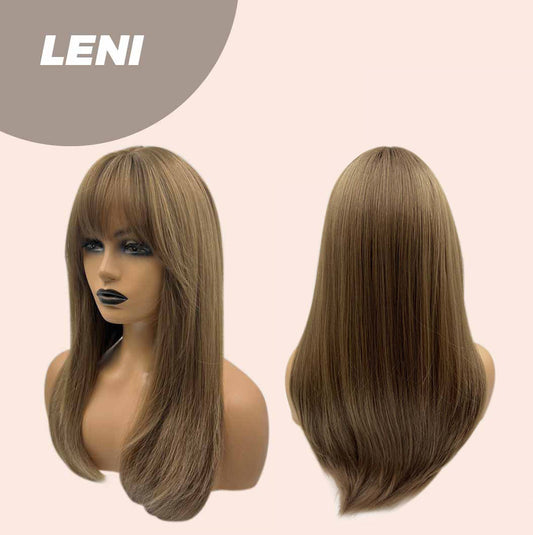 JBEXTENSION 22 Inches Brown Fashion Wig With Bangs LENI
