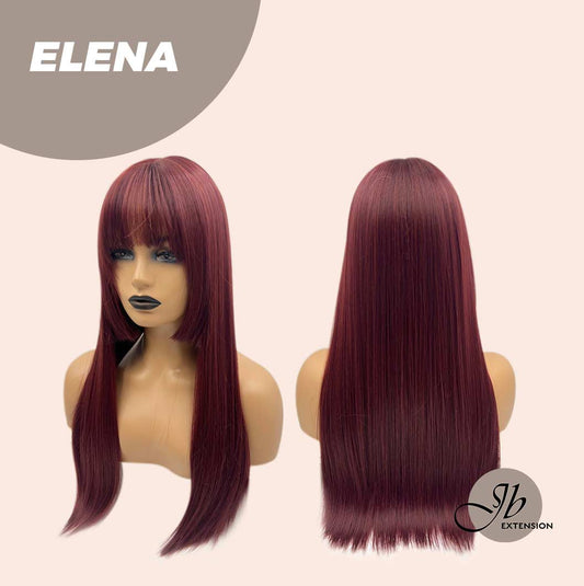 JBEXTENSION 22 Inches Straight Red Hime Cut Wig With Bangs ELENA