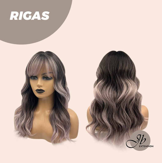 JBEXTENSION 20 Inches Shatush Purple Body Wave Wig With Bangs RIGAS