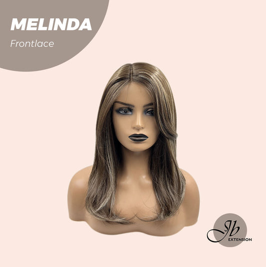 JBEXTENSION 18 Inches Brown With Highlight Pre-Cut Frontlace Glueless Side Part Wig MELINDA
