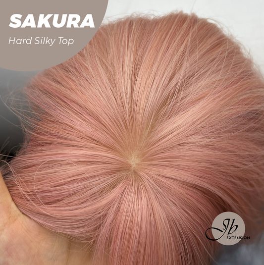 JBEXTENSION 16 Inches Scalpiana Pink Wolf Cut 3.5X4 Hard Silky Top Natural Scalp Effect Wig With Bangs SAKURA
