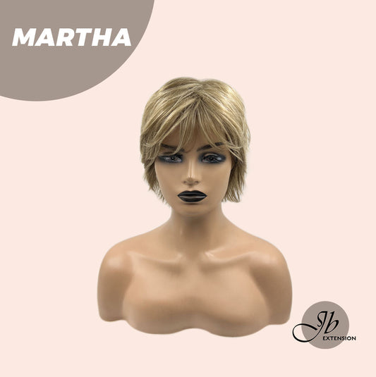 JBEXTENSION Pixie Cut Champagne Half Real Human Hair Half Futura Fiber Fashion Wig MARTHA