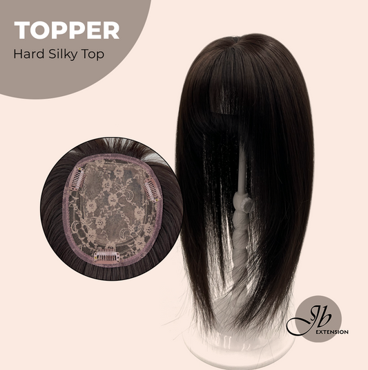 JBEXTENSION 14 Inches Scalpiana Hard Silky Topper Clip in Synthetic Fiber Topper Hair Piece Hair with Bangs for Women Clip in Top Crown Hair Clip on Toupee Hairpiece for Slight Hair Loss/Thinning Hair