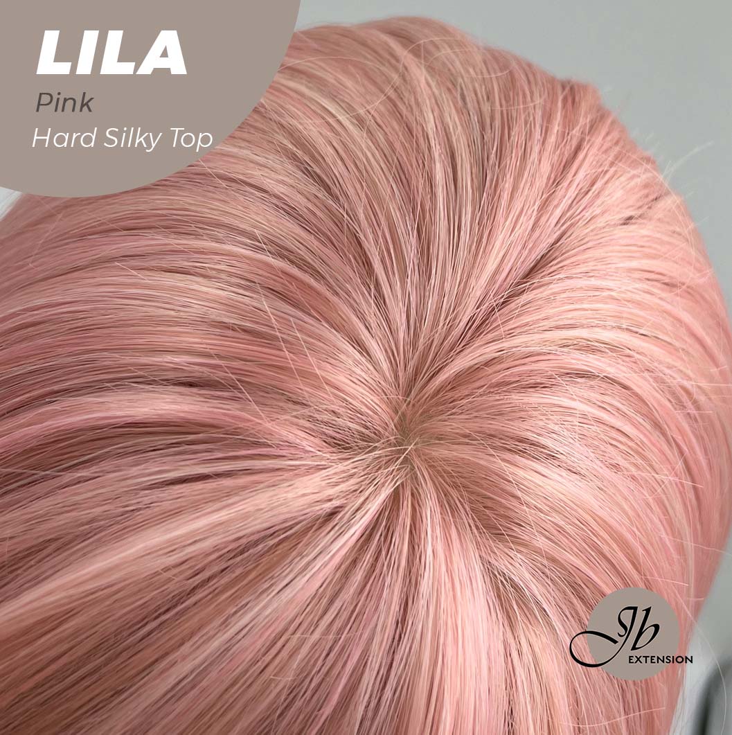 JBEXTENSION 20 Inches Scalpiana Pink Wolf Cut 3.5X4 Hard Silky Top Natural Scalp Effect Wig With Bangs LILA PINK