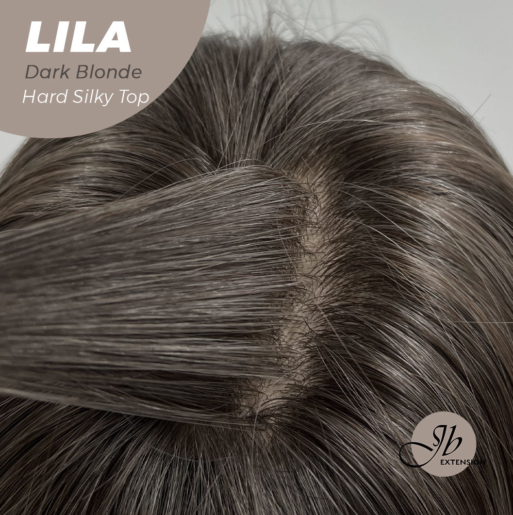 JBEXTENSION 20 Inches Scalpiana Blonde Wolf Cut 3.5X4 Hard Silky Top Natural Scalp Effect Wig With Bangs LILA DARK BLONDE