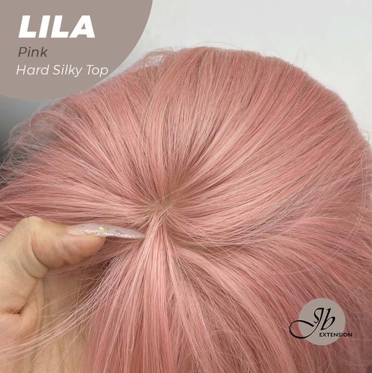 JBEXTENSION 20 Inches Scalpiana Pink Wolf Cut 3.5X4 Hard Silky Top Natural Scalp Effect Wig With Bangs LILA PINK
