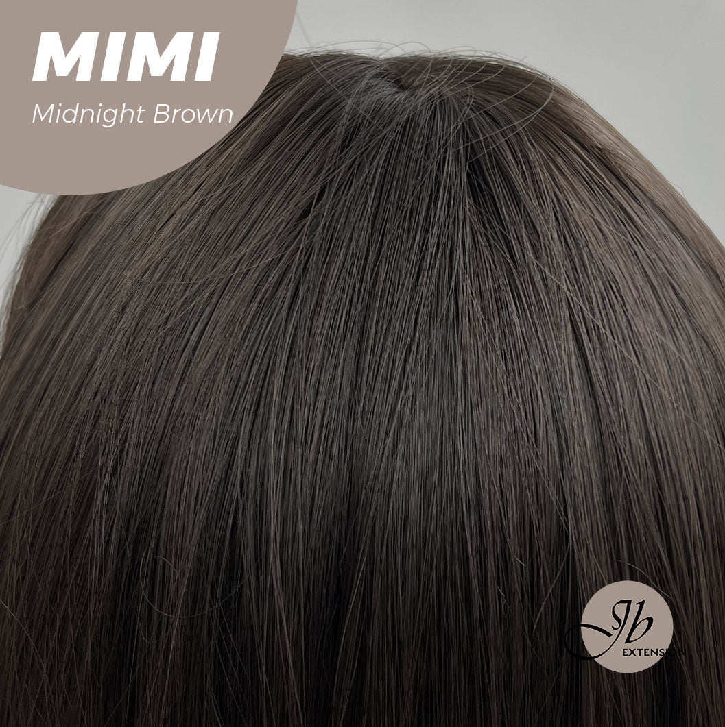 JBEXTENSION 18 Inches Midnight Brown( Black/Brown) Body Wave With Full Bangs Wig MIMI MIDNIGHT BROWN