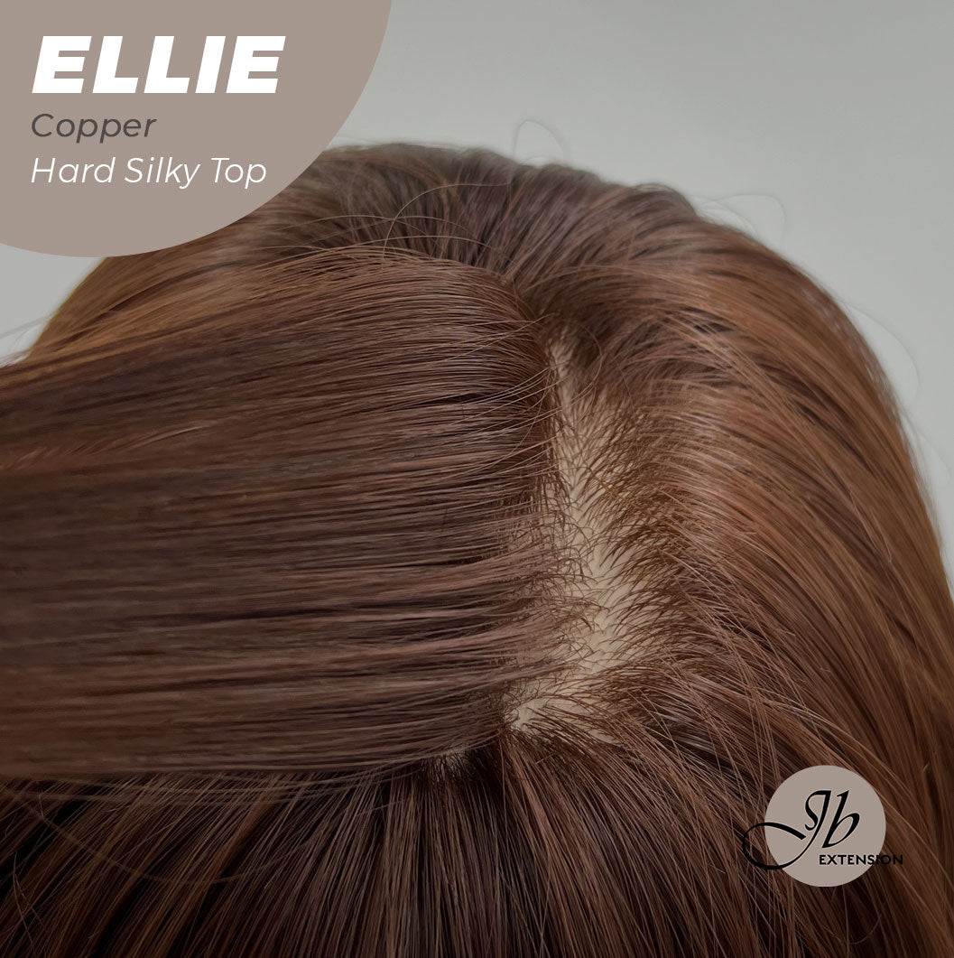JBEXTENSION 26 Inches Scalpiana Copper Wolf Cut 3.5X4 Hard Silky Top Natural Scalp Effect Wig With Bangs ELLIE COPPER Silk Top