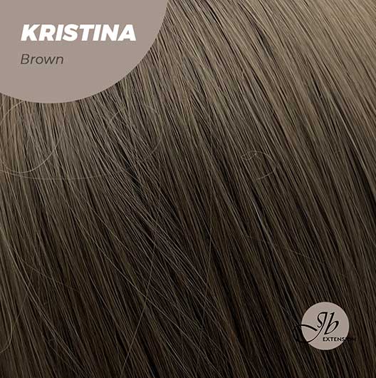 JBEXTENSION 25 Inches Brown Curly Wig With Full Bangs KRISTINA BROWN