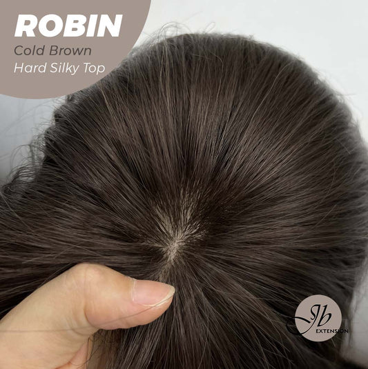 JBEXTENSION 22 Inches Scalpiana Cold Brown Wolf Cut 3.5X4 Hard Silky Top Natural Scalp Effect Wig ROBIN COLD BROWN