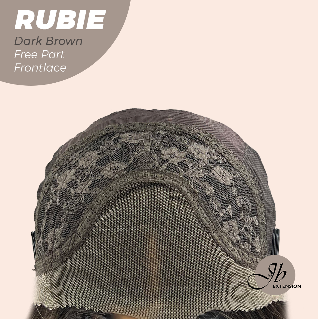 JBEXTENSION 30 Inches Dark Brown With Highlight Long Straight Fiber X, Tangle Less Pre-Cut Free Part Frontlace Glueless Wig RUBIE DARK BROWN【FIBER X】