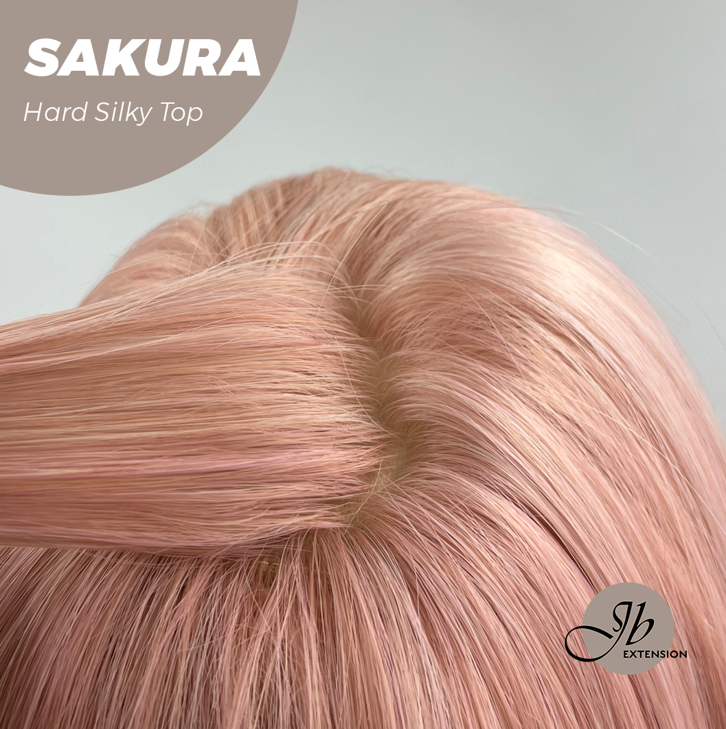 JBEXTENSION 16 Inches Scalpiana Pink Wolf Cut 3.5X4 Hard Silky Top Natural Scalp Effect Wig With Bangs SAKURA